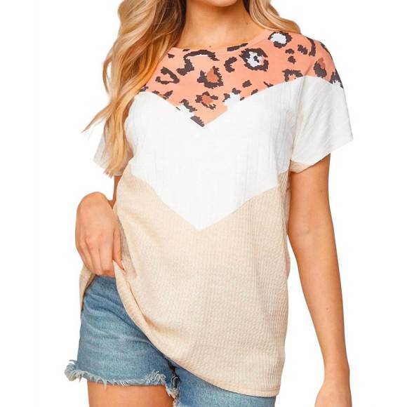 NEW HAPTICS chevron short sleeve top in multi - Picture 2 of 3